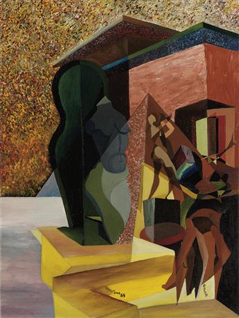 CHARLES ELMER HARRIS (BENI E. KOSH) (1917 - 1993) Two surreal paintings.